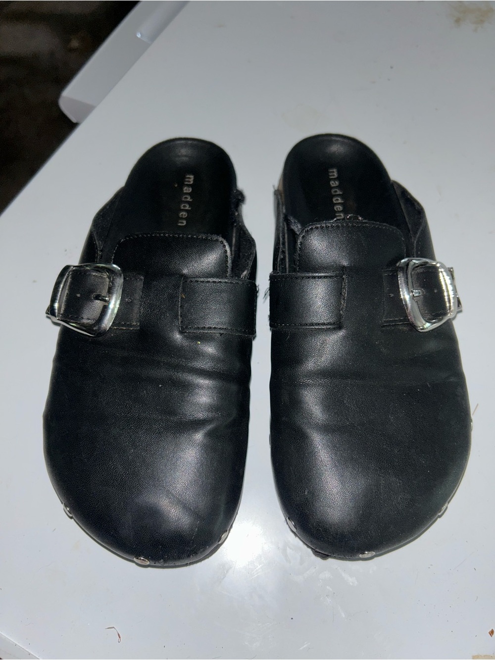 Madden Girl Black Slip-On Buckle Clog Sneakers for Kids